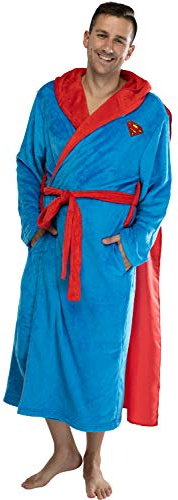 DC Comics Superhelden-Kostüm für Erwachsene, Plüsch-Fleece, mit Kapuze - Blau - Einheitsgröße