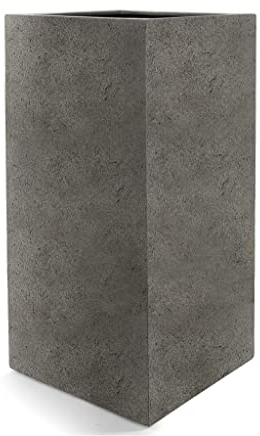 Luca Lifestyle Pflanzkübel ''Grigio High Cube'' Grau Eckig Hoch Fiberglas *5 Jahre Garantie* - 40x40x100 cm - Premium Qualität - F1602