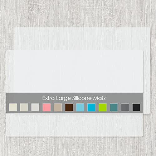 Extra Große Silikon-Tischmatte, Backmatte, Arbeitsplattenschutz, Ton-Matte - Rutschfest, Wasserdicht, Hitzebeständig - Platzsets (2 Stück, Durchsichtig, 60 x 40 cm)