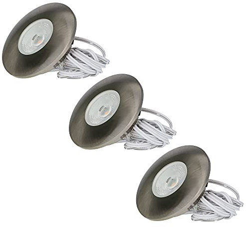 HOFTRONIC - 3er LED Einbaustrahler 230V Pavo Dimmbar Edelstahl 2700K Warmweiß Einbaustrahler Flach (Einbautiefe 12mm) LED Deckenleuchte IP44 für Badezimmer, Küche - Mini Möbeleinbauleuchten