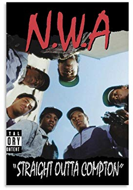 DHFW NWA Straight Outta Compton Lyrics Poster dekorative Malerei Leinwand Wandkunst Wohnzimmer Poster Schlafzimmer Malerei 08x12inch(20x30cm)