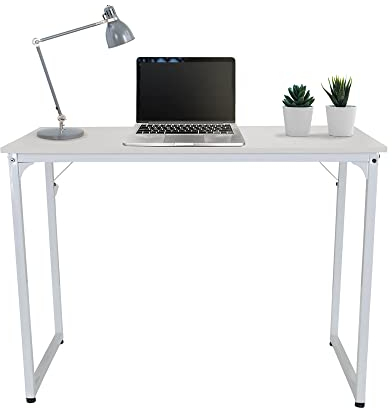 hjh OFFICE 821001 Schreibtisch 120x60 cm WORKSPACE II Weiß Computertisch PC-Tisch bis 200kg belastbar, robust & pflegeleicht