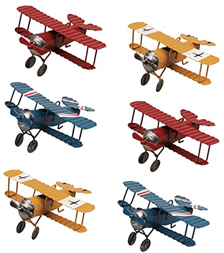 YiYa 6 STÜCKE Metall Flugzeug Dekoration Hängende Flugzeug Ornament für Jungen Zimmer Foto Requisiten Desktop Dekoration Büro Schlafzimmer Dekoration, 3 Farben