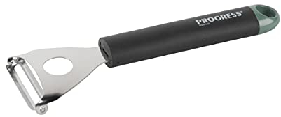 Progress BW09573GEU7 Shimmer Peeler, Durable Stainless Steel, Stylish and Functional, Hanging Hook for Easy Storage, Ideal for Fruit & Vegetables, Soft-Touch Handle, Sleek Black/Green Shimmer Cuff