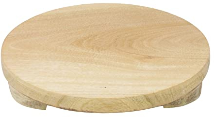 Chapati Board Wood Rolling Board Round Roti Board Chakla Indian Puri Patla Wooden Dough Pastry Tortilla Fondant Rolling Board Kneading Board with Feet Kitchen Baking Cooking (25cm)