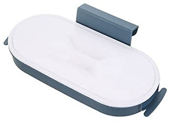 Hanging Trash Can Folded Cabinet Door Trash Bag Holder Kitchen Waste Bins, Rubbish Rack Portable Organizer Trash Bag Holder with Lid(1PCS Dark Blue)