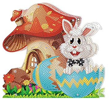 NSXIN Diamond Painting Ostern Deko, DIY Diamant Malerei Bilder Kit Ostern Ornamente, Handwerk Applique Mosaik Hase Ostereier, Strass Kristall Dekoration Geschenk (Typ B)