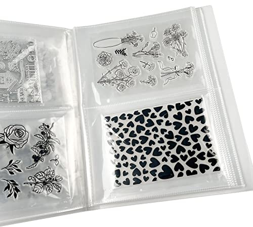 GLOBALLAND 80 Stück Lagerung für Stempel Prägeplatte und Stempel Transparente Ordner Aufbewahrungsbeutel für Scrapbooking Fotoalbum Tagebuchordner 20x28cm 2 Pro Suite Gestanzte Blätter Organizer