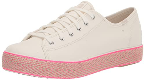 keds Femme Triple Kick Basket, Toile Rose Fluo Blanche, 38.5 EU