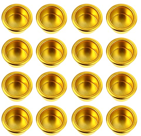 20pcs Candle Empty Cup Golden Candle Holders Aluminium Tea Light Cup Holder Cups Gold Metal Cups Empty Tealight Brass Catcher Crafts Candlestick Aluminum