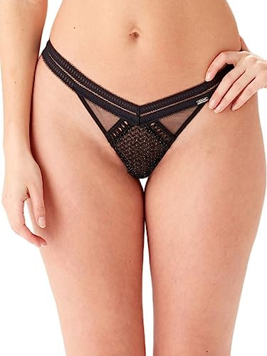 Gossard Women's Contradiction Thong Panties, Black/Silver, XL