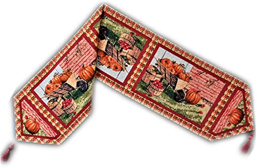 Raebel Kürbisse Tischläufer Gobelin 33x180 cm Decke Tischdecke Tischdeko Tischband Halloween Gobelin, 449, Mehrfarbig