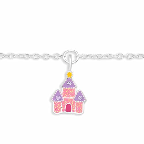 Monkimau Armband Damen Silber mit Burg Schloss Anhänger aus 925 Sterling Silver Castle Bracelet Women Charm Armkette Schmuck Geschenke für Kinder Mädchen Frauen