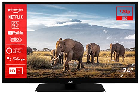 JVC LT-24VH5156 Televisión/Smart TV de 24 pulgadas (HD-Ready, HDR, triple sintonizador, funciona con Alexa, Bluetooth) - 6 meses HD+ incl.