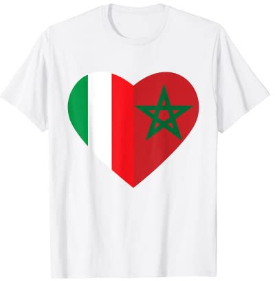 Marocco Italia Bandiera Italiano Marocchino Amore Marocco Radici Maglietta