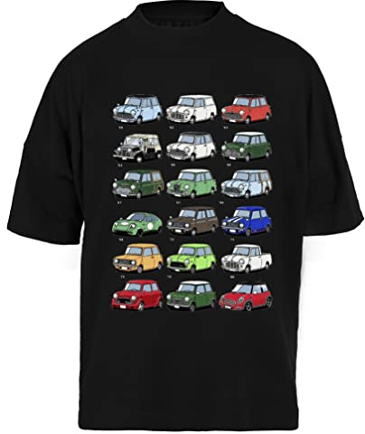 Mini Time Line T-Shirt Unisex Schwarz Baggy Tee Für Männer Frauen