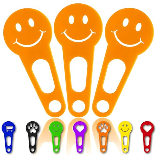 OnAir 3 x Einkaufswagenlöser zum abnehmen als Schlüsselanhänger; Einkaufswagenchip sofort abziehbar 3 Stück im Set (Orange, Happy Face)