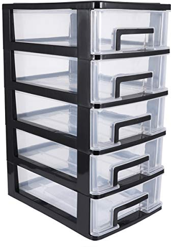 Toddmomy Schubladenturm Schublade 1 Schublade Schrank Schrank Lagerschrank Organizer Lagerregal Für Zu Hause (Schwarz Transparent) Schublade Organizer Box