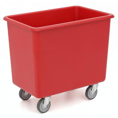 Horison Industries Mobile Bottle Plastic Bin, Red, 200L, 830x760x455mm | Trolley On Wheels, Glass, Recycling Bins, Bottle Skips for Home Bar, Outdoor Bars & Hotels, Heavy Duty Plastic Storage Boxes