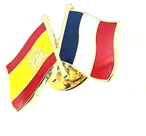 Insignia de bandera de España, España, Francia, Francia, UE, amistad, metal, esmaltado, bandera, Metal