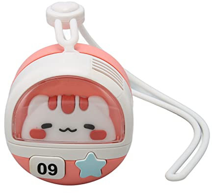 Mini-Kettenventilator, Cartoon 3-Gang-USB-wiederaufladbarer Kleiner Ventilator für die Reise (Katze)