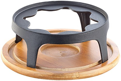 Rosenstein & Söhne Zubehör zu Fondue-Pfannen: Untersetzer und Rechaud für Gusseisen-Fondue Ø24 cm(Versandrückläufer) (Gusseisen-Topf Käsefondue, Käsetöpfe, Guss)