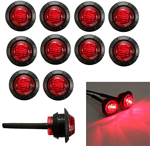 GSRECY Runde wasserdichte 24 V LED-Seitenmarkierungsleuchten 1,9 cm für Autos, LKW, Büsse, Omnibusse (rot)