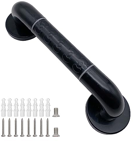 Haltegriffe für die Badewanne mit rutschfestem Griff, Edelstahl, Duschgriff, Griffe für ältere Menschen, Badezimmer, Sicherheits-Haltegriff, Mobilitätshilfen, Sicherheits-Handlauf, schwarz, 30 cm