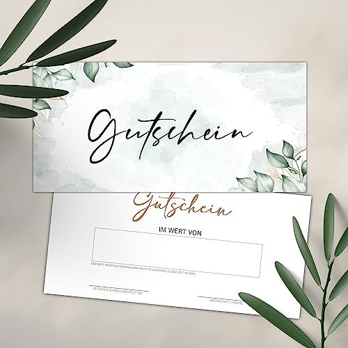 25 Blanko Gutscheine zum selbst Ausfüllen Nagelstudio Friseur Kosmetik Massage Wellness Fußpflege Blanko Gutschein Vorlage Gutscheinkarte Geschenkgutschein (floral grün)