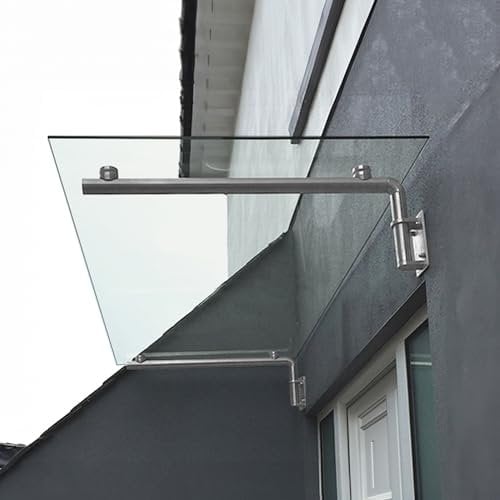 Tettoia in vetro per portico, protezione dalla pioggia, per esterni, patio, cortile, giardino, copertura per porta, pulizia della casa, staffe in acciaio inox satinato, 1200 x 800 mm