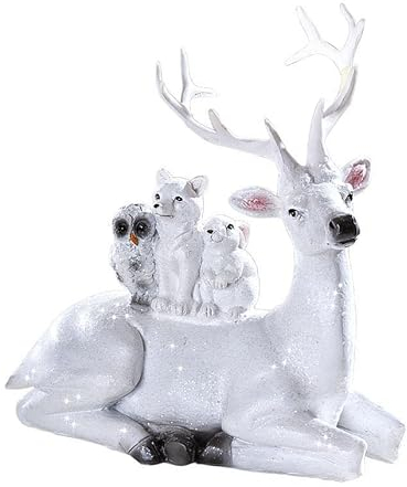 Dekofigur Waldtiere - Glanzstück für Ihr Zuhause Liebevoll von Hand bemalt, aus Kunststein in Porzellan-Optik, Mit feinem Glitter zart veredelt, Maße, H x B x T: ca. 15 x 16 x 9 cm