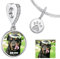 925 Sterling Silber Personalisierter Runder Foto-Charm, Schmuck - Kompatibel mit Pandora Armband und Kette Geschenk mit deinem Bild (Hundepfote)