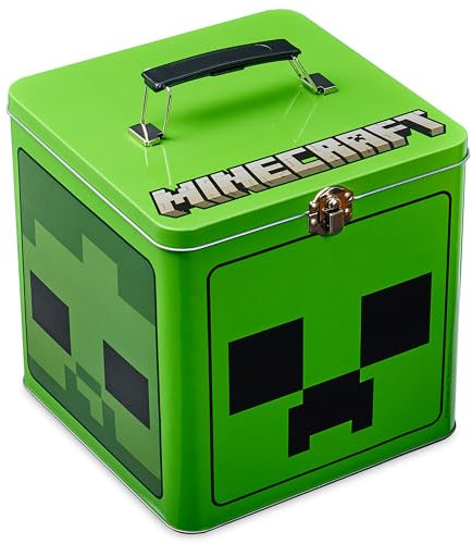 Minecraft Boite a Biscuit Metal pour Enfants et Ado, 18 x 18cm Boîte Conservation Alimentaire