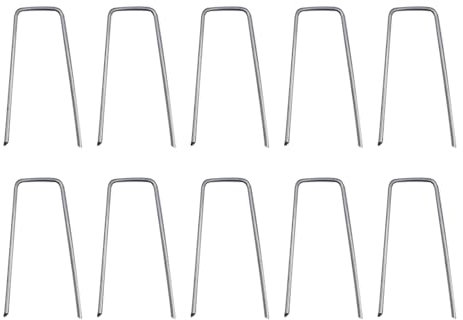 Haloppe 10 picchetti da giardino, 10,2/15/20,3 cm, resistenti a forma di U, zincati, per recinzioni, antiruggine, per ancorare gocciolatori per prato, tubo in acciaio inox A