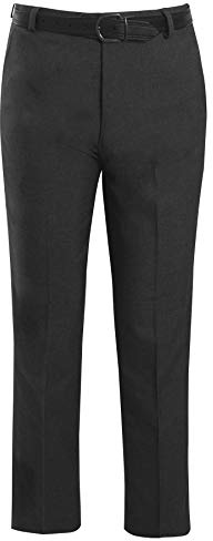 Gillicci Mens Formal Smart Casual Business School Office Work Durable Everpress Trousers Pants (UK, Waist & Inseam, 46, 31, Dark Grey)
