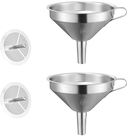 SRTSTR 2 Stück Edelstahl-Trichter Set Mit Sieb - 11cm Metalltrichter Filter für die Übertragung von Flüssigen