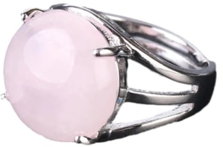 Tesselite Bagues en Pierre - Bagues en Cristal pour Femmes Bagues en Pierre Naturelle Bagues en Perles Améthyste Quartz Violet Bijoux de fête Blanc, Quartz Rose, Taille Unique