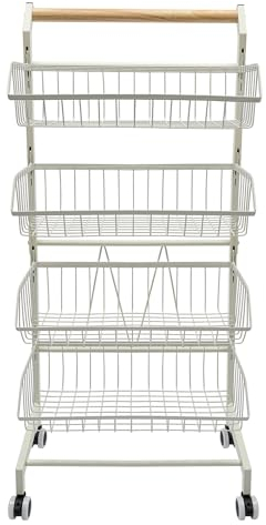 GAOUSD Aufbewahrungswagen mit Rollen, 4 Etagen, abnehmbar, Küchenwagen, Aufbewahrungswagen, Küche, Design, Regal mit rollbaren Griffen, Aufbewahrungsbox für Küche (42 x 32 x 90 cm)