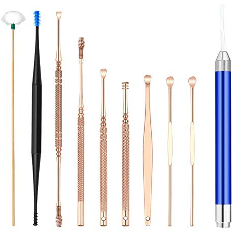 Kit de eliminación de cerumen, conjunto de palillos de orejas, cuchara removedor de cerumen, palillo de oreja con luz LED para masaje de orejas, herramientas de cuidado de oídos para adultos/611