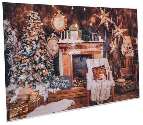 HOMSFOU Fotografie Hintergrund Stoff Wandteppich Weihnachtshintergrund Weihnachtshintergrund Stoff Weihnachts Wandteppich Kamin Wandteppich Kamin Hintergrund Weihnachts