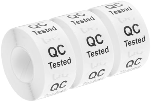 QUARKZMAN Bestandsprüfungs-Aufkleber Etiketten 25mm/1 Weiß für Bestandslager Lager, 3 Rollen 1500 Stück