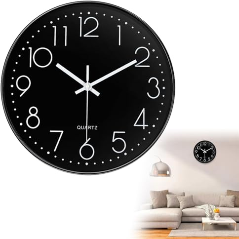 TMRBBesty Wanduh,Stille Wanduhr,20cm Quartz Lautlos Wanduhren,Wanduhr Ohne Tickgeräusche,Küchenuhr,Moderne wanduhr,Rund Dekorativewanduhr,Geeignet für den Heim- und Bürogebrauch,Ohne Batterie