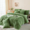 Boqingzhu Plüsch Bettwäsche 135x200cm Grün Sailbeigrün Uni Einfarbig Kuschelig Flauschig Warm Winter Flanell Fleece Wende Bettwäsche Set Kaninchen Kunstfell Bettbezug und Kissenbezug 80x80cm
