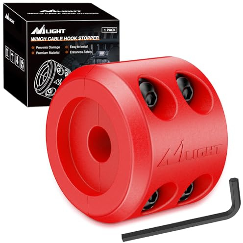 Nilight Winch Stopper for ATV UTV Truck SUV Winch Cable Hook Rubber Stopper Protects Towing Hook Synthetic Rope Winch Accessories Rope Line Saver with Stainless Steel Screws and Nuts Allen Wrenc, Red