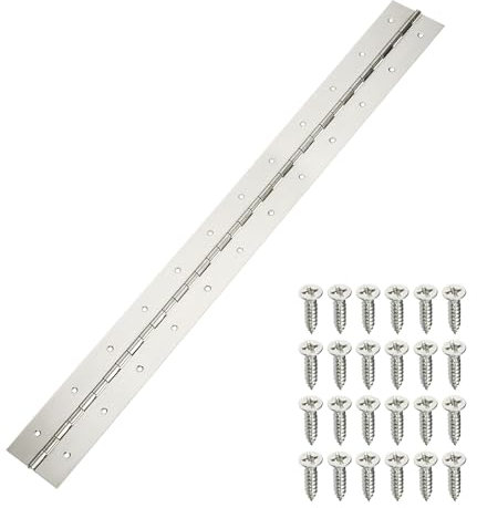 sourcing map Piano Hinge, 30 Inch x 3 Inch Stainless Steel Continuous Hinge Door Hinge with Holes, for Boat Cabinet Door Box Furniture, Silver