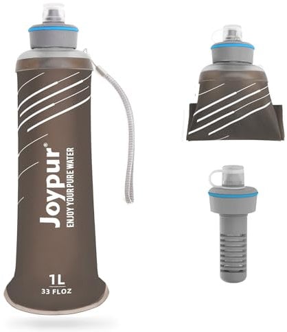 joypur 1 L Wasserfliter Outdoor Survival Camping Trinkflasche mit Filter Faltbar für Outdoor Aktivitäten (Grau)