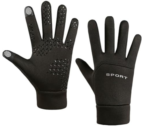 Touchscreen Handschuhe Herren Damen,Handschuhe Herren Damen Fahrradhandschuhe Winddichte Laufhandschuhe Thermo Handschuhe Winter Anti-Rutsch Touchscreen Sporthandschuhe Für Fahrrad,Laufen (Schwarz)