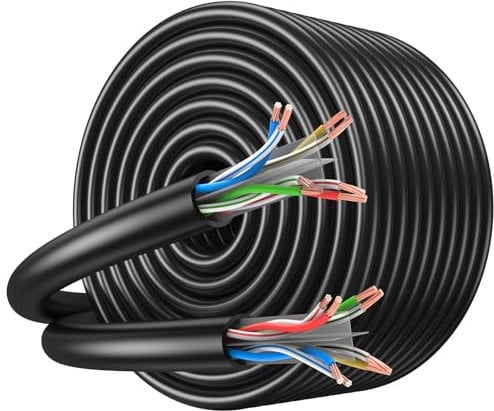JARNHNG Cable Ethernet Cat 6 para exteriores, 200 m, cable de red LAN de alta velocidad, cable de Internet Cat 6, 1 Gbps, 250 MHz, AWG24 UTP CCA (200 m), color negro