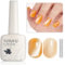 TUTUYU Light Orange Cat Eye Gel Nail Polish - Holographic Orange Perfect for DIY at Home & Gift for Nail Art Lovers!