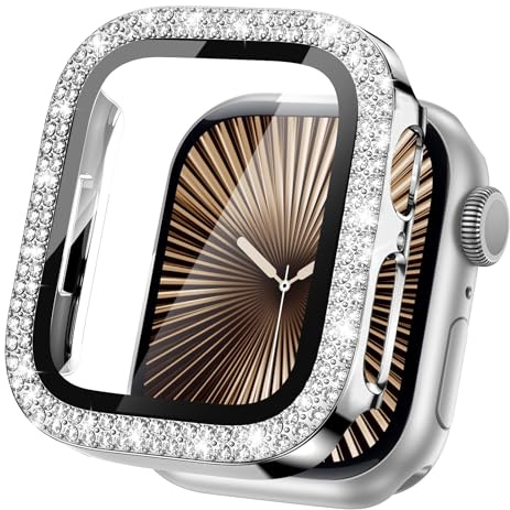 2Buyshop Hülle für Apple Watch Serie 10 42mm Schutzhülle Hülle Displayschutz Glitzer Hart PC Ultradünne Kratzfest Schutz Bumper Bling Case Gehäuse für Apple Watch Series 10 Hülle 42mm Case